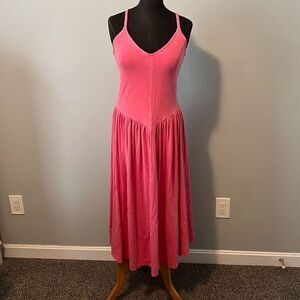 NWT Sundry Women's Pink Sleeveless Stretch Fitted Bodice Midi Dress